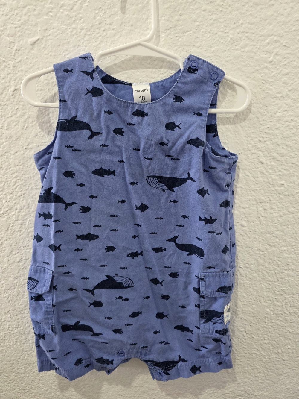 Carter's Blue Whale Print Baby Romper